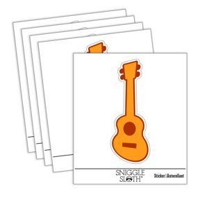 Ukulele Music Instrument Doodle Car Window Bumper Water Bottle Phone Tablet Laptop Waterproof Vinyl Decal Sticker Set 5-Pack - Gloss Finish - 3.0"