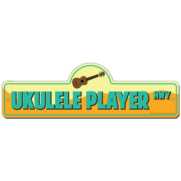 Ukulele Player Street Sign | Indoor/Outdoor | Funny Home Decor for Garages, Living Rooms, Bedroom, Offices | SignMission personalized gift