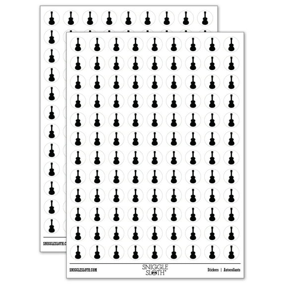 Ukulele Solid 200+ Round Stickers - White - Matte Finish - 0.50" Size