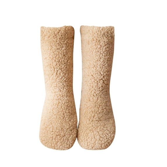 Ukumplol Ankle Socks for Women Slipper Socks Winter Fashion Bedroom for Women Wearing Plush Carpet Solid Color Socks Plush Thickened Sleep Snow Socks Christmas Stockings Khaki One Size