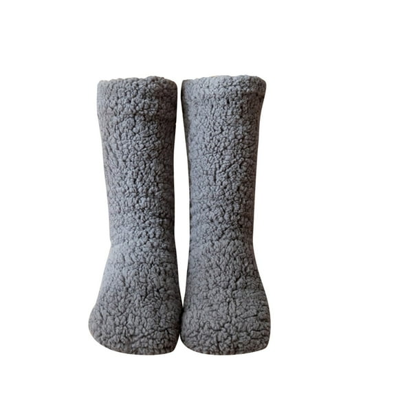 Ukumplol Ankle Socks for Women Slipper Socks Winter Fashion Bedroom for Women Wearing Plush Carpet Solid Color Socks Plush Thickened Sleep Snow Socks Christmas Stockings Gray One Size