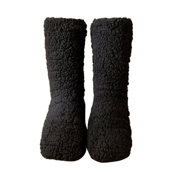 Ukumplol Ankle Socks for Women Slipper Socks Winter Fashion Bedroom for Women Wearing Plush Carpet Solid Color Socks Plush Thickened Sleep Snow Socks Christmas Stockings Black One Size