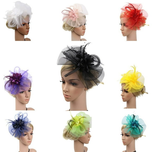 Ukumplol Fascinators Hats 20s 50s Hat Y Pen Ribbons Mesh Women Hat and Feathers Fashion Wedding Fascinator N Party Caps Tea Party Hats for Women Hot Pink One Size