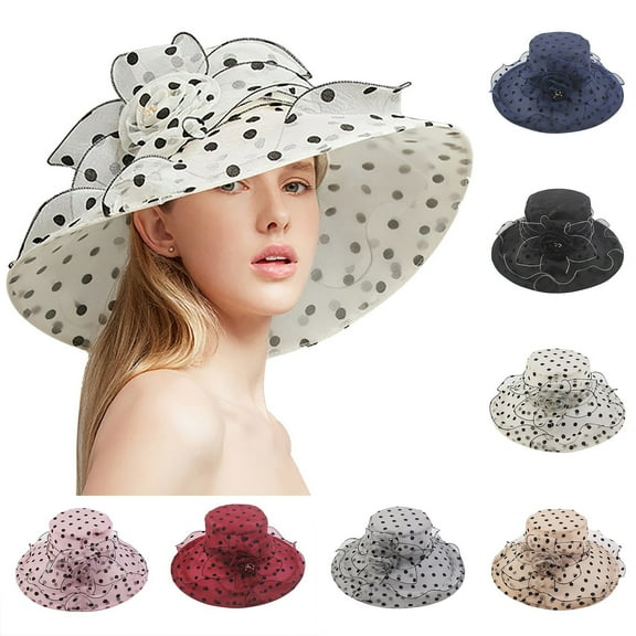 Ukumplol Fascinators Hats Fedora Hats for Women Church Dress Hat for Women Black Fascinators Bridal Tea Wedding Hat Wide Brim Tea Party Hats for Women Beige M