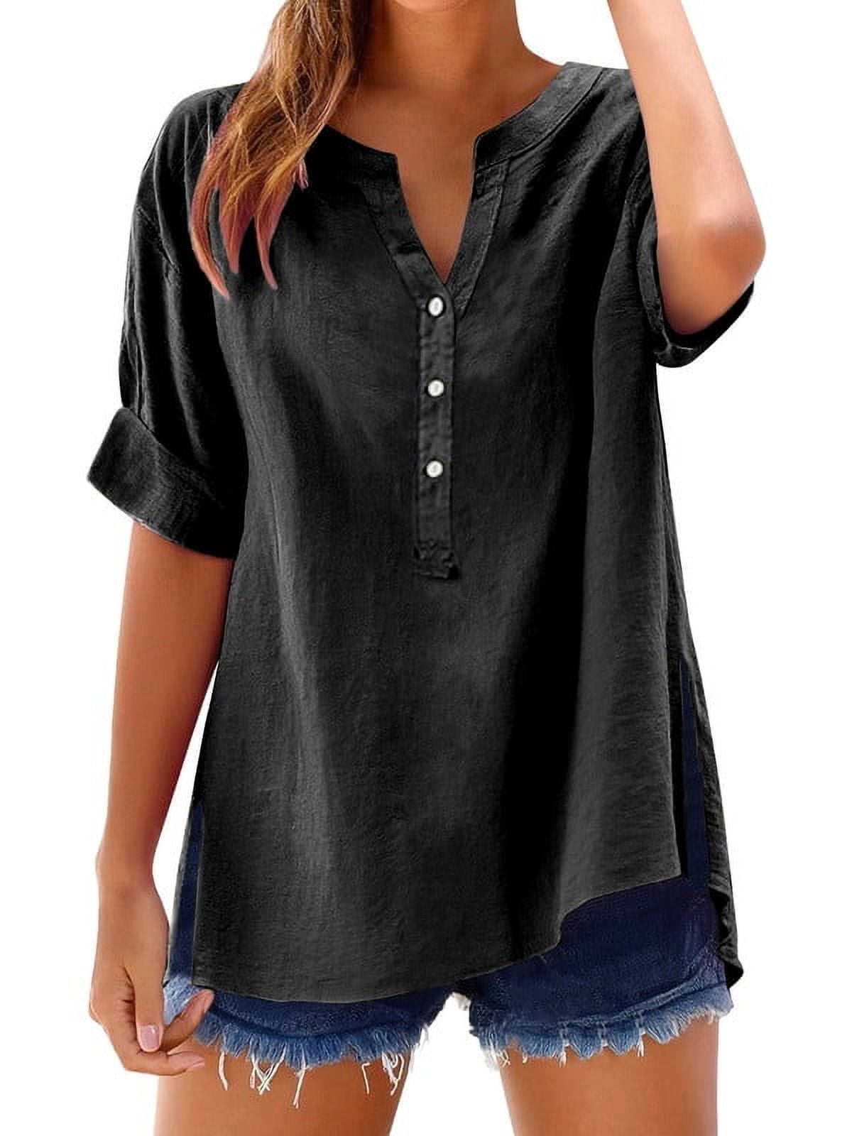 Ukumplol Gauze Shirts for Women 3/4 Length Sleeve Womens Tops Womens ...