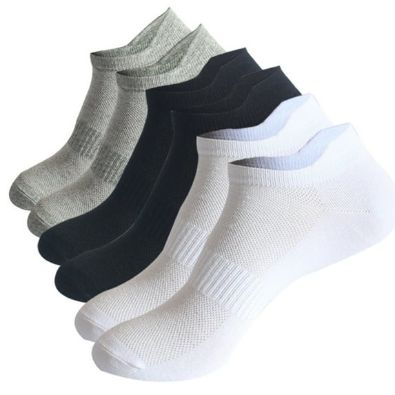 Ukumplol Mens Ankle Socks Mens Athletic Socks 3 Pairs of Men's Summer Sports Casual Solid Color Breathable and Sweat Absorbing Thin Socks Mens Work Socks White M