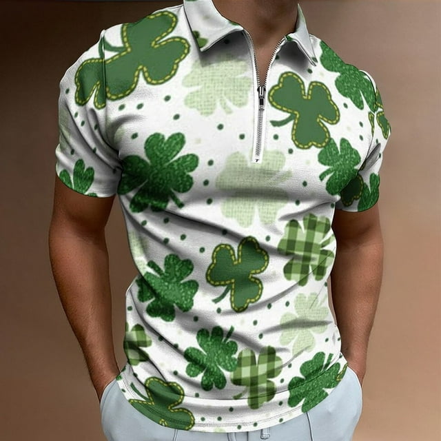 Ukumplol Mens Polo Shirts Polo Shirts for Men Mens St Patricks Day 3D ...