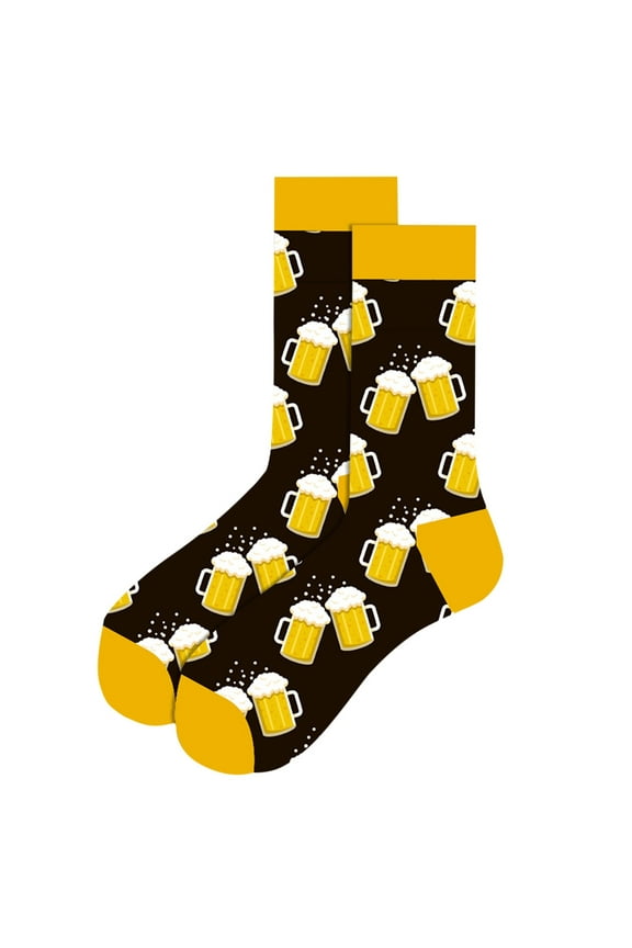 Mens Socks Christmas Stockings Socks Damp Men's Socks Cotton Autumn Winter Snowflake and Men's Santa Middle Socks Stocking Stuffers for Adults Men Yellow One Size