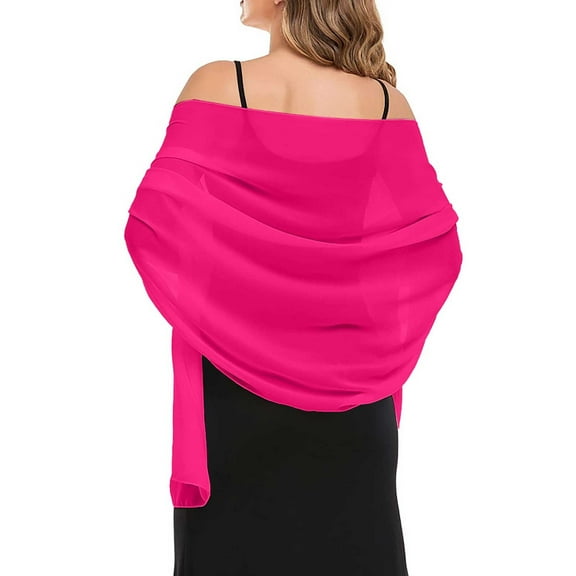 Ukumplol Soft Chiffon Scarfs Shawls Shawl Wraps for Women Sheer Shawl for Evening Dresses Women's Shawls and Wraps for Evening Dress Chiffon Shawl Soft Elegant Silky Pashmina Wedding Shawl Hot Pink S