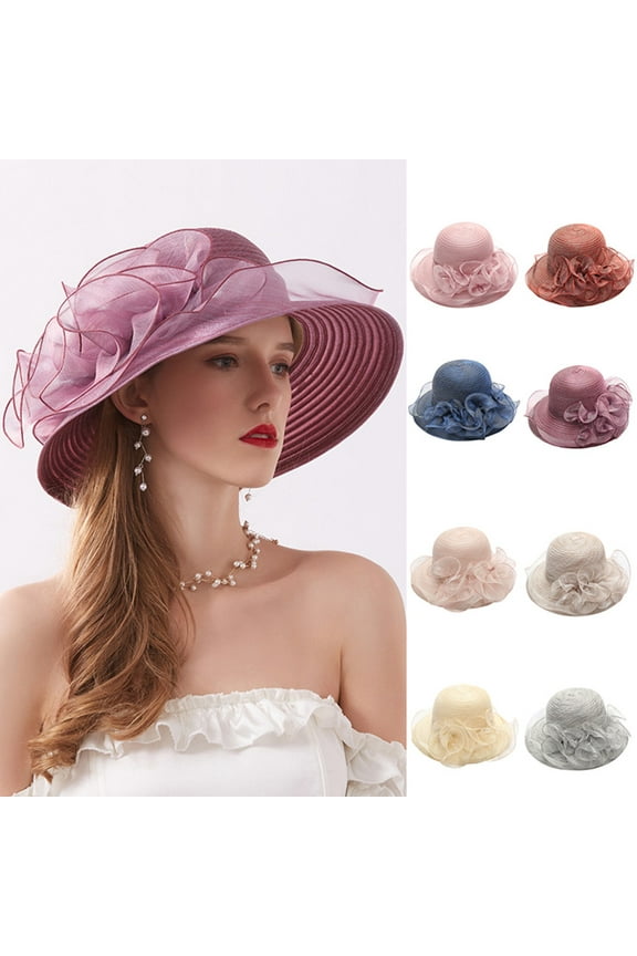 Sun Hats for Women Tea Party Hats for Women Party Wedding Tea Fascinator Women's Hat Bridal Caps Fedora Hats for Women Purple One Size