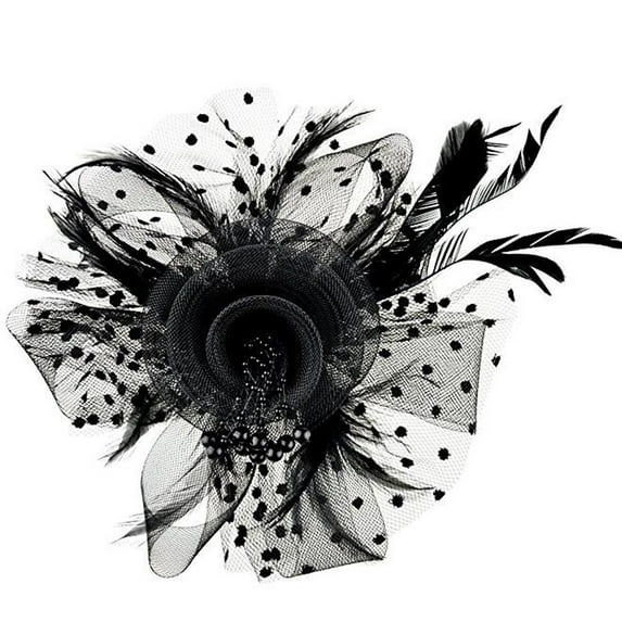 Ukumplol Women's Fascinators Kentucky Derby Hats for Women Tea Party Hats for Women Flower Headband Ribbons Feathers Headwear Women Mesh Tea Hat Party Bridal Fascinators Hats for Women Black One Size