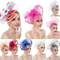 Ukumplol Women's Fascinators Kentucky Derby Hats for Women Tea Party Hats for Women Flower Mesh Ribbons Feathers Headband Tea Hat Headwear Fascinators Hats for Women Sun Hats for Women Hot Pink