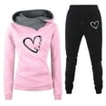 thumbnail image 1 of Ukumplol Womens Two Piece Sets Sweatsuits Women 2 Piece Outfit Women's 2 Outfits Casual Long Sleeve Pullover Hooded Crop Top Sets Workout Sets for Women Pink L, 1 of 2
