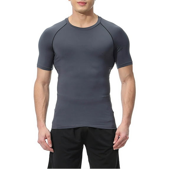 Ukumplol Men Compression Shirt Fitted T Shirts for Men Muscle Shirts for Men Workout Shirts for Men Gym Shirts Men Running Shirts for Men's Activewear Workout Shirts for Men Gray 3xl