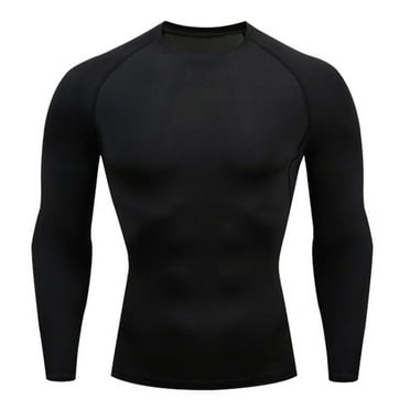 Ukumplol Workout Shirts for Men Compression Shirt Men Fitness Running Sports T Shirt Thermal Muscle Athletic Gym Compression Clothes Men's T-Shirts Graphic Tees Men Polyester Black L