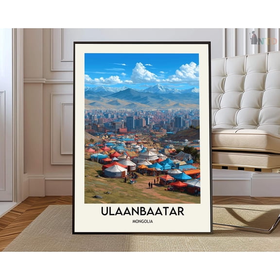Ulaanbaatar Mongolia City Map Wall Art Travel Decor Photo Print, Unframed Paper Poster 8x10in