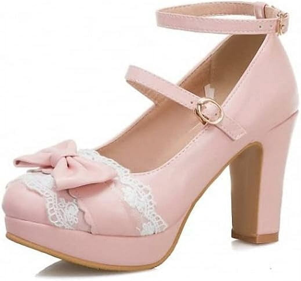 Scarpe Mary Jane Con Piattaforma E Cavigliera | Stile Gothic Lolita A Punta Tonda | Tacco Medio 3,9 Pollici E Suola Antiscivolo
