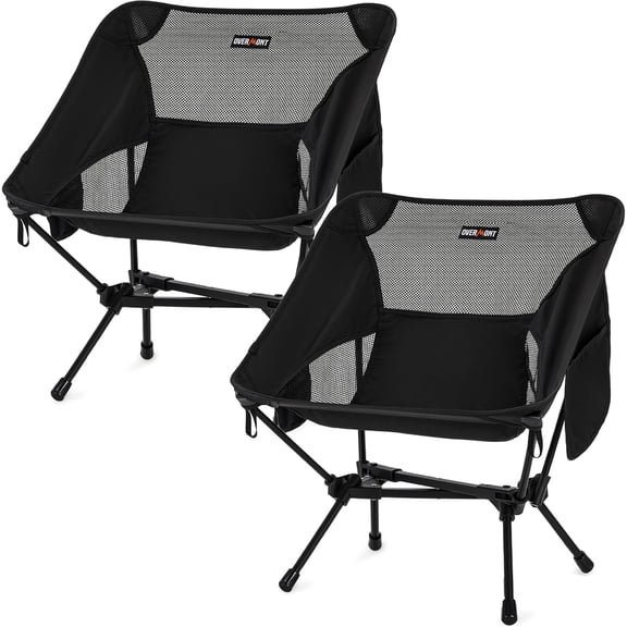 Ulalight Portable Camping Chair- Lightweight Folding Backpacking Chair, Support up to 330Lbs Compact Beach Chair for Adults with Carry Bag Backpack Hiking Fishing Outdoor Camp 2pcs