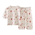 thumbnail image 1 of Ulanda 100% Organic Cotton Baby Long Sleeve Pajama Sets, Toddler Boy Girl 2-Piece Sleepwear (Red, 3-4 Years), 1 of 3