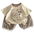 thumbnail image 1 of Ulanda 100% Organic Cotton Baby Short Sleeve Pajama Sets, Toddler Boy Girl 2-Piece Sleepwear (Beige, 18-24 Months), 1 of 4