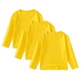 thumbnail image 1 of Ulanda 3 Pack Cotton Long Sleeve Tee Shirts Basic Crewneck T-Shirts for Boys/Girls/Toddlers Long-Sleeve T-Shirts (Yellow, 5-6 Years), 1 of 9
