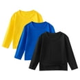 thumbnail image 1 of Ulanda 3 Pack Girls Boys Long Sleeve Shirts Toddler Kids Cotton T-Shirt Basic Crew Neck Top Solid Color Tees Casual Tshirt (Light Yellow, 3-4 Years), 1 of 9