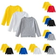 thumbnail image 1 of Ulanda 3 Pack Girls Boys Long Sleeve Shirts Toddler Kids Cotton T-Shirt Basic Crew Neck Top Solid Color Tees Casual Tshirt (White, 8-10 Years), 1 of 9