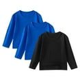 thumbnail image 1 of Ulanda 3 Pack Toddler Girls Cotton Long Sleeve T-Shirt Crewneck Solid Color Boys Kids Soft Basic Tees for 1-11 Years (Black, 11-12 Years), 1 of 9