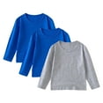 thumbnail image 1 of Ulanda 3 Pack Toddler Girls Cotton Long Sleeve T-Shirt Crewneck Solid Color Boys Kids Soft Basic Tees for 1-11 Years (Grey, 3-4 Years), 1 of 9