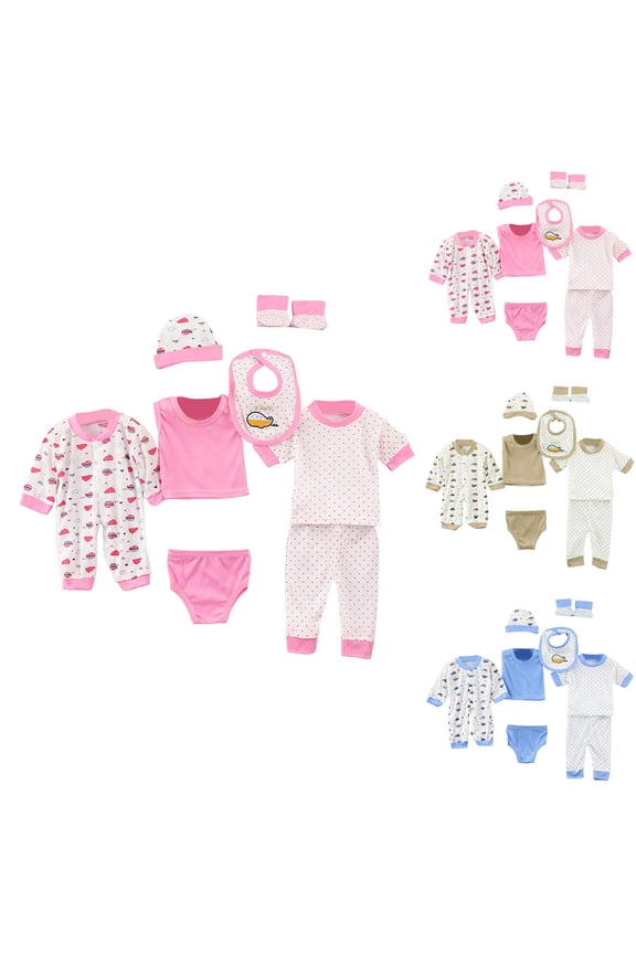 8Pcs Unisex Baby Cotton Layette Outfit Set Newborn Layette Gift Set Baby Cotton Clothes Suit for Newborn to 3 Months (Pink, 0-3 Months)