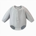 thumbnail image 1 of Ulanda Baby Boy Button Down Shirt Newborn Solid Color Long Sleeve Romper Bodysuit (Grey, 0-3 Months), 1 of 9