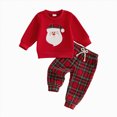 thumbnail image 1 of Ulanda Baby Boy Christmas Outfit Cute Sweatshirt Drawstring Long Pants Toddler Fall Winter Clothes (Red, 6-12 Months), 1 of 9