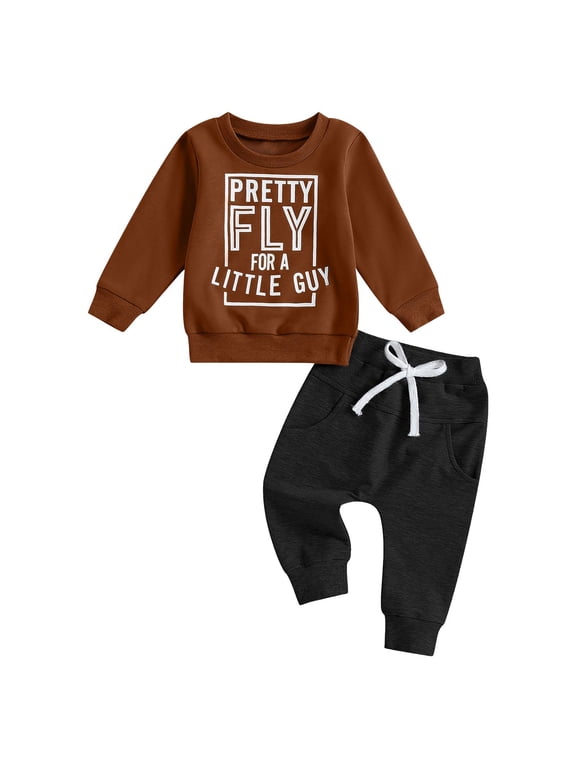 Baby Boy Clothes Fall 6 12 18 24 Months Football Long Sleeve Pullover Tops & Pant Sets Toddler Winter Outfits (Brown, 6-12 Months)