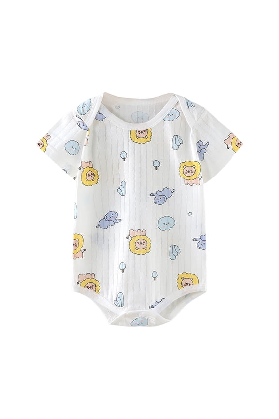 Baby Boy Clothes Summer Baby Boy Bubble Romper Short Sleeve Jumpsuit One Piece Outfit Newborn Infant Clothing (Light Yellow, 12-18 Months)