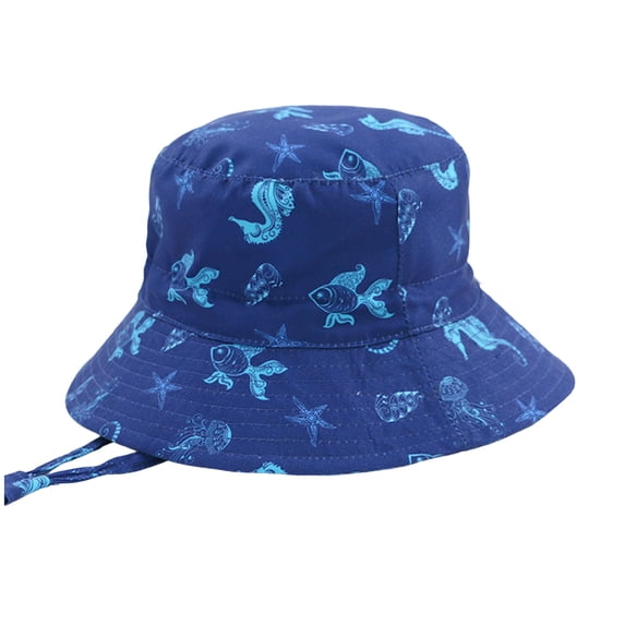Ulanda Baby Boy Sun Hat Baby Hats UPF 50+ Toddler Sun Hat Sun Hats Kids Beach Summer Adjustable Bucket Hat (Dark Blue, 6-24 Months)