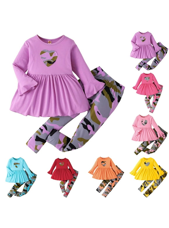 Baby Girl Clothes Toddler Girl Clothing Ruffle Shirt High Low Top Floral Allover Pant Little Girls Clothes (Blue, 4-5 Years)