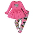 thumbnail image 1 of Ulanda Baby Girl Clothes Toddler Girl Clothing Ruffle Shirt High Low Top Floral Allover Pant Little Girls Clothes (Hot Pink, 5-6 Years), 1 of 5