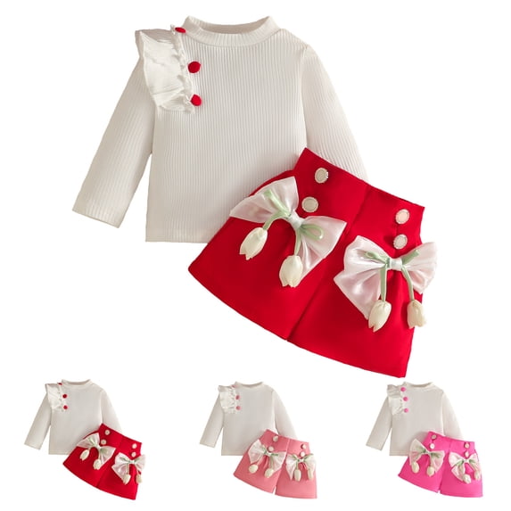 Babi Rampor Ulanda Baby Girl Clothes Sets Fall Winter Outfits Ruffle Sleeve Ribbed ...