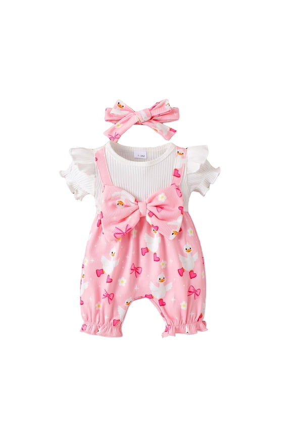 Baby Girl Summer Clothes Short Sleeve Bubble Romper Bow Shorts Jumpsuit Outfit 0 3 6 9 12 18 Months (Red, 6-9 Months)