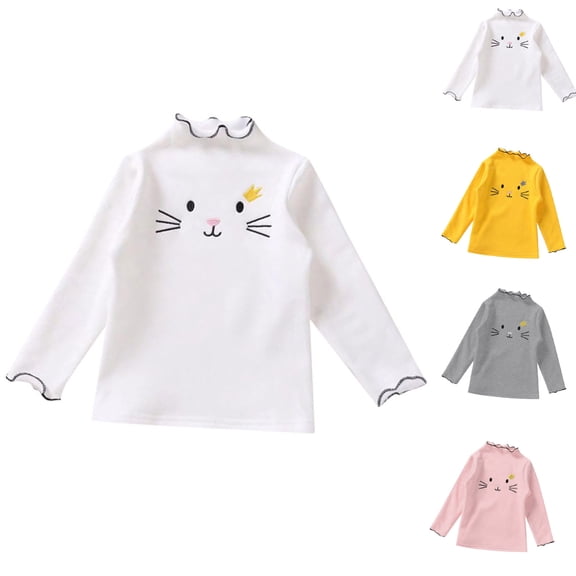 Ulanda Baby Girls Cute Print Solid Color T-Shirt Tops Long Sleeve Clothes Pullover Blouse (Pink, 3-4 Years)