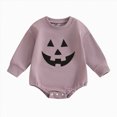 thumbnail image 1 of Ulanda Baby Halloween Outfit Long Sleeve Cute Print Newborn Onesie Infant Fall Winter Clothes Outfits (Purple, 6-12 Months ), 1 of 7
