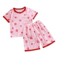 thumbnail image 1 of Ulanda Baby Pajamas Set, 2-Piece Short Sleeve Sleepwear, Soft Breathable Printed Pajamas 18 Months–7 (Pink, 8-9 Years), 1 of 5
