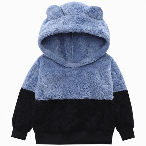 Ulanda Baby Toddler Boys Girls Fleece Jacket with Hood Zip Up Cute Bear Coats for Infant Boys Girls Fuzzy Jacket with Ear 1-5T (Blue, 5-6 Years)