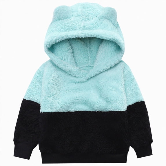 Ulanda Baby Toddler Boys Girls Fleece Jacket with Hood Zip Up Cute Bear Coats for Infant Boys Girls Fuzzy Jacket with Ear 1-5T (Sky Blue, 2-3 Years)