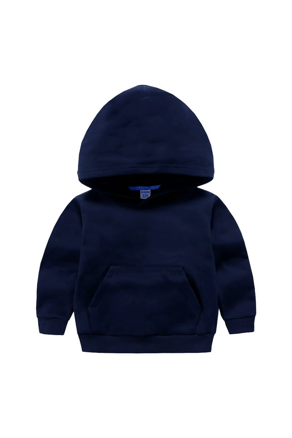 Baby Toddler Kid Boy Girl Solid Casual Pocket Hoodie Sweatershirt Pullover (Dark Blue, 12-18 Months)