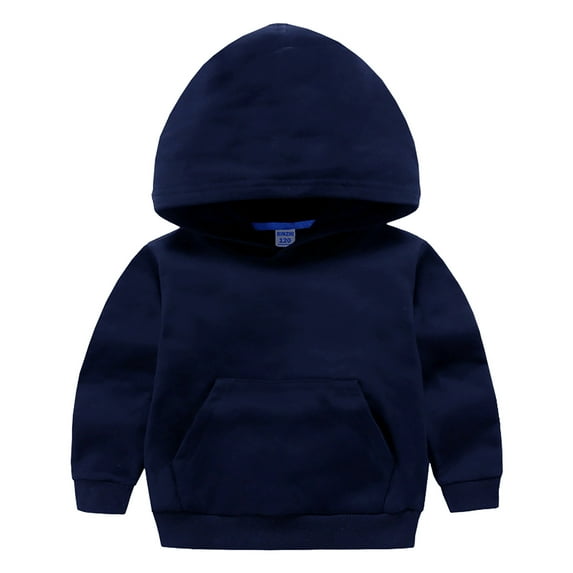 Ulanda Baby Toddler Kid Boy Girl Solid Casual Pocket Hoodie Sweatershirt Pullover (Dark Blue, 3-4 Years)