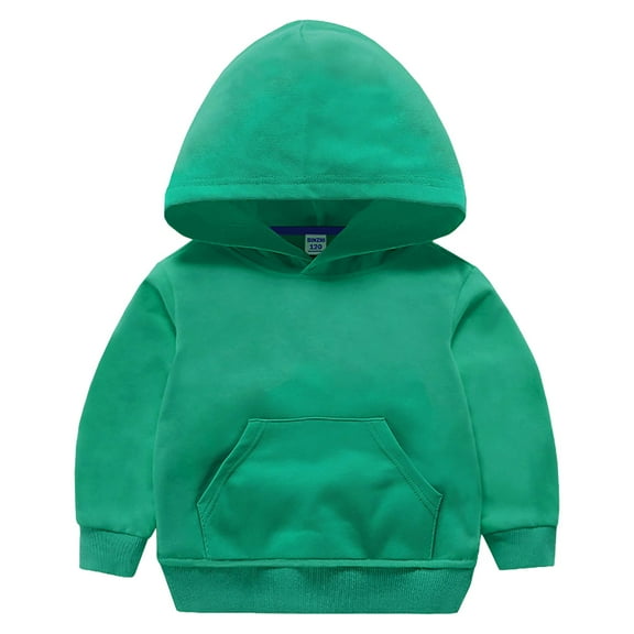 Ulanda Baby Toddler Kid Boy Girl Solid Casual Pocket Hoodie Sweatershirt Pullover (Green, 12-18 Months)