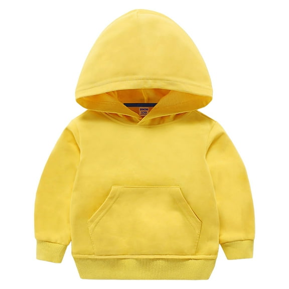 Ulanda Baby Toddler Kid Boy Girl Solid Casual Pocket Hoodie Sweatershirt Pullover (Yellow, 7-8 Years)
