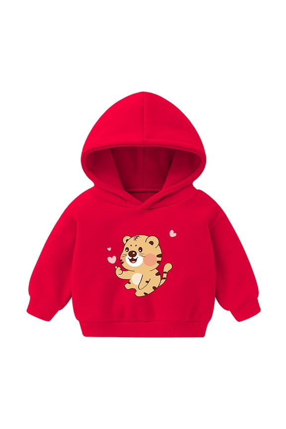 Baby Toddler Kids Boy Girl Solid Casual Pocket Hoodie Sweatershirt Pullover (Red, 18-24 Months)