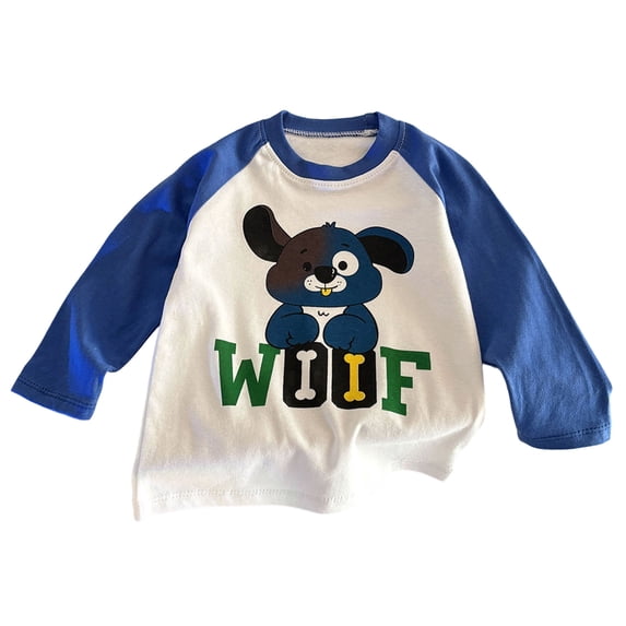Ulanda Baby Unisex Long Sleeve T-Shirts, Infant Toddler Girls Boys Cartoon Graphic Cute Animals Print Comfort Crewneck Tee (Blue, 6-12 Months)